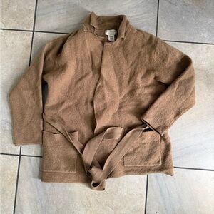 Corbin Collection Wool Brown Belted Cardigan